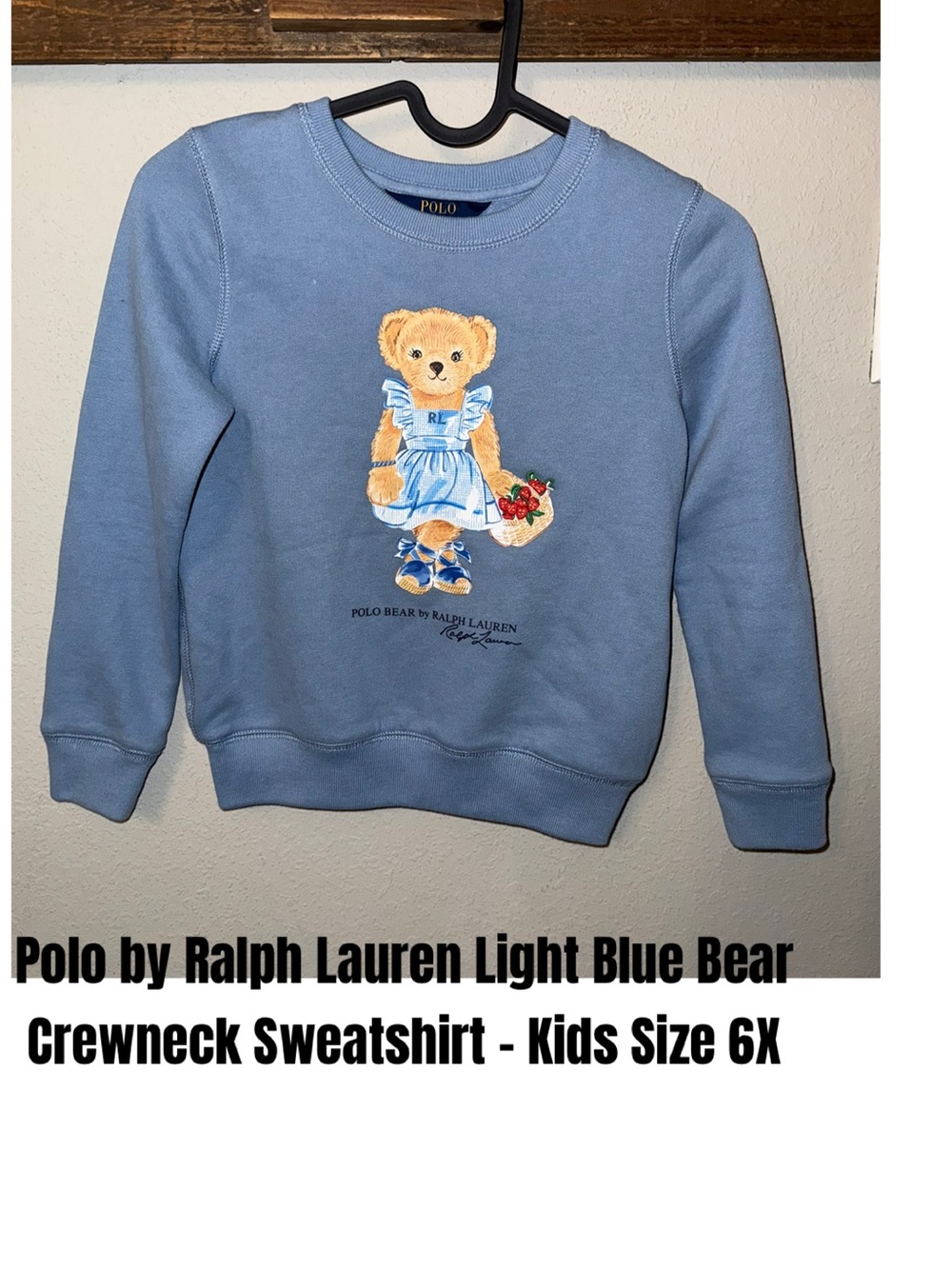 Polo by Ralph Lauren Light Blue Bear Crewneck Sweatshirt - Kids Size 6X